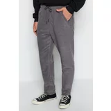 Trendyol Smoked Men's Regular/Normal fit Zipper Pocket Warm Thick Fleece Rubber Leg Sweatpants.