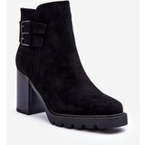 FJ1 Suede Heeled Boots Black Makeline Cene