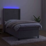  Box spring s madracem LED svjetlosivi 90x190 cm baršun | shoptok.hr