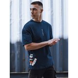 DStreet T-shirt męski z nadrukiem ciemnoniebieski | shoptok.hr