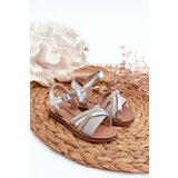 Boto Shiny Children's Sandals with Velcro Silver Delphina | Shoptok.si