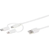 Vivanco Kabel 38784, Micro-USB, Lightning, Type-C, 1m, bijeli