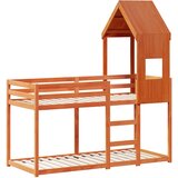Krevet na kat s krovom voštano smeđi 90x190 cm masivna borovina | shoptok.hr