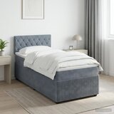 Krevet s box springom madracem i LED-om Tamnosiva 90 x 190 cm - Tamnosiva Jjedan Kristal s dugmadima | shoptok.hr