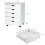  Premična omara za dokumente s 5 predali. 48 x 39,5 x 65,5 cm, bela | Shoptok.si