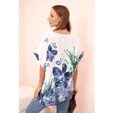 Kesi Włoski Women's cotton blouse with floral print and short sleeves white | Shoptok.si