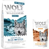 Wolf of Wilderness 12kg + 100g Snack "Explore the Wide Acres" piletina gratis! - Explore The Blue River - piletina iz slobodnog uzgoja i losos (Mobility)