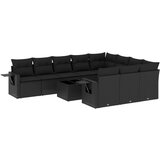 Maison Chic Seti vrtnega pohištva - Vrtna garnitura - Vrtni pohištvo set 11-delna z blazinami črn poli ratan, (21815060) | Shoptok.si