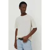American Vintage Bombažna kratka majica moški, bež barva