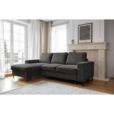 Miuform Temno siva raztegljiva kotna sedežna garnitura iz rebrastega žameta (levi kot) Lofty Lilly – | Shoptok.si