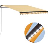  Tenda na ručno uvlačenje s LED svjetlima 300x250 cm žuto-bijela Cijene