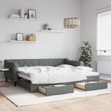 vidaXL Izvlečna dnevna postelja s predali temno siva 90x200 cm blago Cene