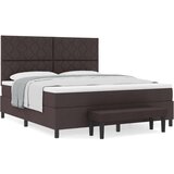 vidaXL Krevet s box springom s madracem i klupom tamnosmeđa 180x200 cm tkanina | shoptok.hr