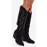 Boto Women's Cowboy Boots With Decoration On Heel Black Jovina | Shoptok.si