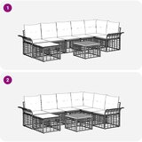  Set vanjskih sofa 8 pcs Prirodna i krema bijela Poliester - Prirodna i kremasto bijela sa stolom | shoptok.hr