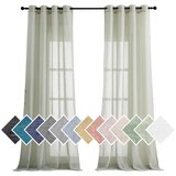 NIKCORP Polprozorne zavese z videzom lana, belo-zelene, 2 kosa, 245x140 cm, lahka dekorativna tkanina z obročki za enostavno montažo, (5000235575) | Shoptok.si