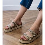 D/CEO Induri leopard print glitter buckle espadrille slides | Shoptok.si