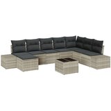 vidaXL 9-delni vrtni kavč set z blazinami sivo poli ratan, (22093966) | Shoptok.si