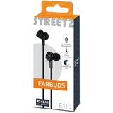 Streetz E110 In-ear slušalice na žicu, daljinski s 1 gumbom, 3.5mm prikljucak, mikrofon, crne | shoptok.hr