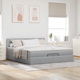  Otomanski krevet s madracem svijetlosivi 200x200 cm tkanine | shoptok.hr