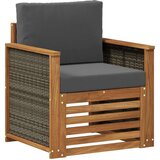  Srednja sofa za van Prirodna - Prirodno i antracit Drveni okvir s sivim rattanom | shoptok.hr