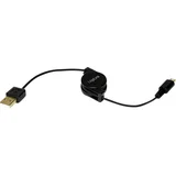 USB kabel USB 2.0 USB-A vtič\, USB-mikro-B vtič 0.75 m črna z navijalom CU0090, (20415698)
