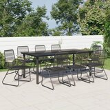vidaXL 9-dijelni vrtni blagovaonski set od PVC ratana crni | shoptok.hr