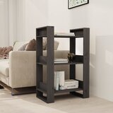  The Living Store Knjižna omara/pregrada siva 60x35x91 cm trdna borovina - Knjižna Omara, (21431357) Cene