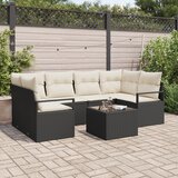 vidaXL 7-delna vrtna sofa garnitura s blazinami Črna Poly Rattan | Shoptok.si