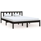 vidaXL Okvir za krevet crni od masivne borovine 135 x 190 cm UK bračni | shoptok.hr