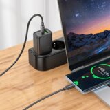 hoco. polnilec N63 GaN PD 30W USB-A, Type C s kablom Type C na Type C - črn | Shoptok.si
