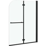 vidaXL Sklopiva vrata za tuš-kabinu s 2 ploče ESG 95 x 140 cm crna | shoptok.hr