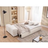 Ropez Kremno bela raztegljiva/s prostorom za shranjevanje sedežna garnitura iz rebrastega žameta 260 cm Justin – | Shoptok.si