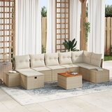 vidaXL Vrtni kauč set Set od 8 Bež Ratan, Poliester Vrtni kutni kauč | shoptok.hr