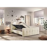 MID.YOU POSTELJA Z VZMETNICO 160 cm x 200 cm , tekstil, leseni material krem barve | Shoptok.si