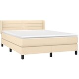  Box spring postelja z vzmetnico krem 140x200 cm blago | Shoptok.si