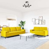vidaXL Sedežna garnitura 2-delna z blazinami rumen žamet | Shoptok.si