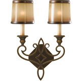 Elstead Lighting Elstead Justine Stenska svetilka za notranjo uporabo, 2 sveči, bronasta, s senčniki iz hrastovega stekla, E14, (22099040) | Shoptok.si