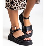 Gemre Black eco leather wedge sandals Milesia | ePonuda.com