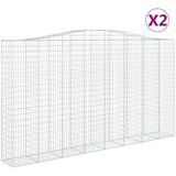  Obokane gabion košare 2 kosa 400x50x220/240 cm pocinkano železo, (20757816) | Shoptok.si