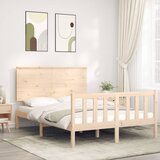 vidaXL Posteljni okvir z vzglavjem 140x190 cm trden les Cene