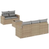 vidaXL Vrtna sedežna garnitura 6-delna z blazinami bež poli ratan, (21032998) | Shoptok.si