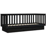  Dnevna postelja črna 90x190 cm trdna borovina, (20725613) | Shoptok.si