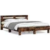 Maison Chic Posteljni okvir - Dvoposteljna postelja - Zakonska postelja z vzglavjem dimljen hrast 140x190 cm inž. les-J16100, (21765234) Cene