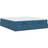vidaXL Otomanski posteljni okvir z vzmetnicami moder 160x200 cm žamet, (21607438) | Shoptok.si