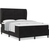 vidaXL Postelja s vzmetnico Črna 140x200 cm Žamet | Shoptok.si