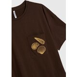 Marisse Brown T-Shirt With A Hat On The Pocket | ePonuda.com