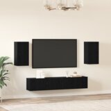 vidaXL Set TV ormarića s policom s pohranom s vratima 4 pcs Crni hrast 80 x 30 x 30.5 cm | shoptok.hr