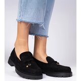 Gemre Black elegant eco-suede loafers with Marsella embellishment | Shoptok.si
