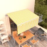 vidaXL avtomatsko zložljiva tenda s senčilom 3x2,5 m rumena in bela Cene